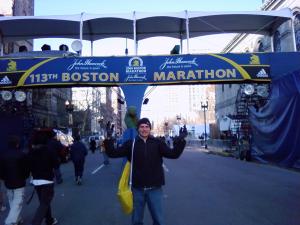 Picking up my packet and visiting the finish area before the race.