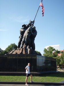 The Marine Corps Marathon finishes on a small climb up to the Iwo Jima Monument